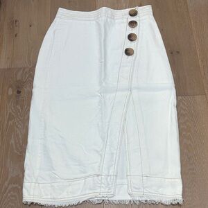 Anthropologie Size 4 Elegant White Button-Detail Skirt.